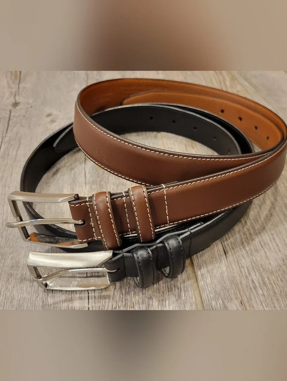 Two Nordstrom Leather Belt 32 (Back and Brown)